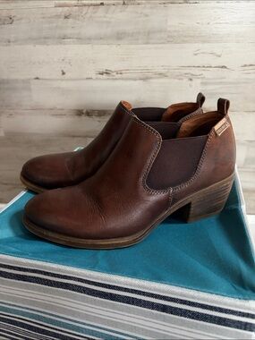 PIKOLINOS Dark Brown Leather Chelsea Ankle Boots